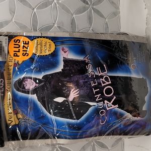 🖤 Black Velvet Countessa Hooded Robe | Plus Size 16–24 | Gothic Halloween Costu